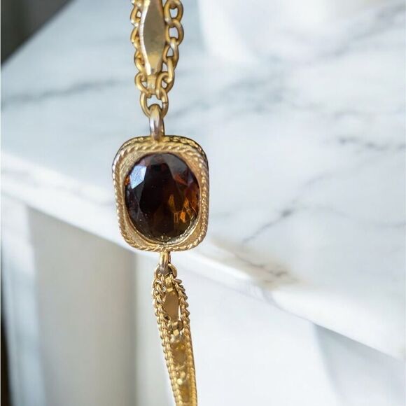 Vintage Sarah Coventry Elegant GoldTone Multi-Layer Necklace RootBeer beads - Picture 3 of 5